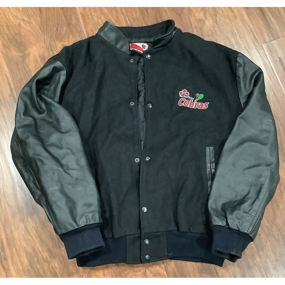 VTNG Chatham Cobra Canada Sportswear Varsity Bomber Jacket Black